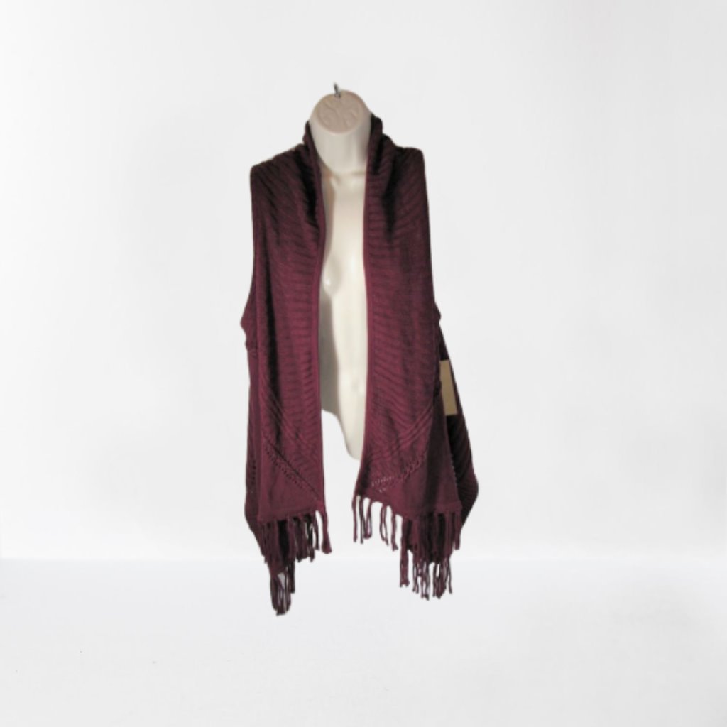 Blush Noir Shawl Indigo Burgundy Sweater Vest Women's Size Medium